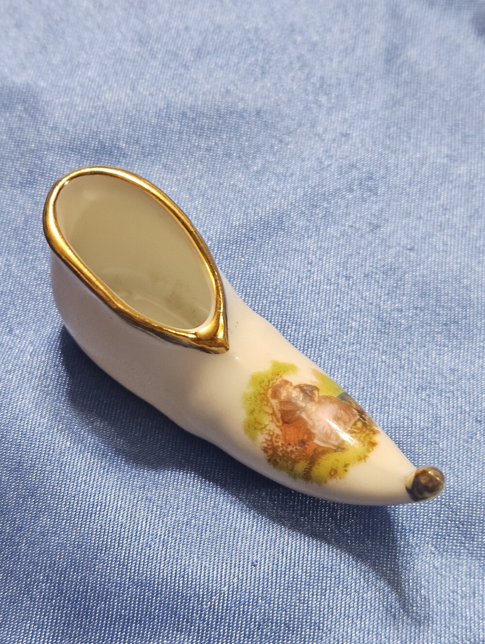 Miniature Limoges Porcelain Shoe Figurine Tiny Collectible Made in France
